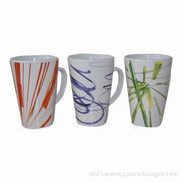 16oz Ceramic V-Shape Mug with Delicate Decal, Available in Various Designs